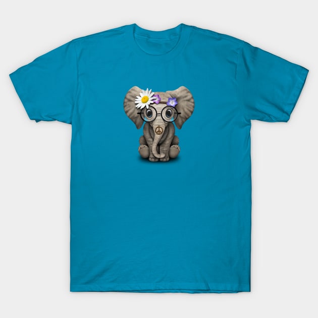 Cute Baby Elephant Hippie T-Shirt by jeffbartels